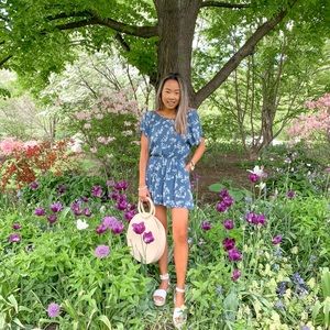 Floral printed romper with open back